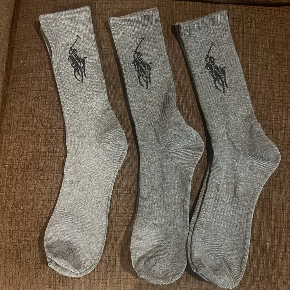 Polo by Ralph Lauren Men's Classic Gray Socks 3 Pack. - Picture 2 of 4